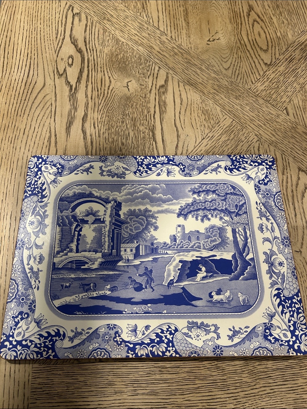 Spode Blue and White Corked back placemats. Set of three
